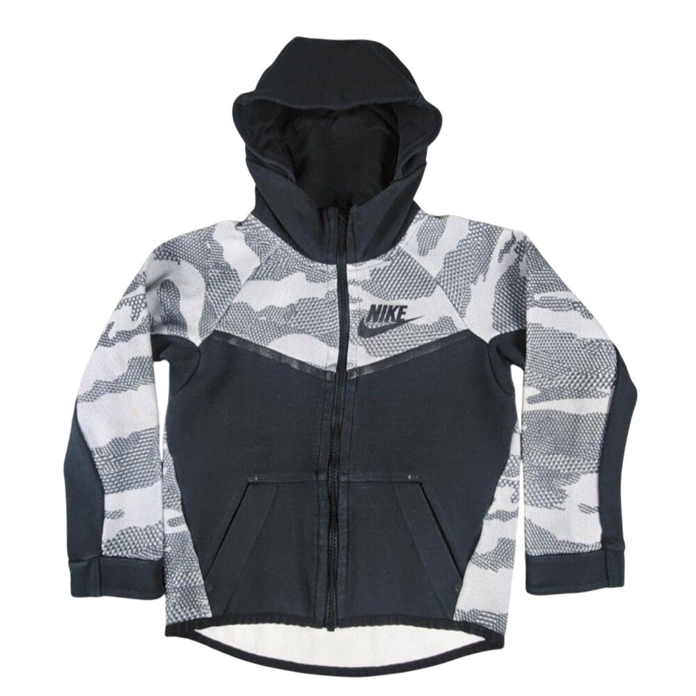 Nike Hoodie Sweatshirt Youth 6-7 Gray Camo Full Zip Fleece Hooded Jacket